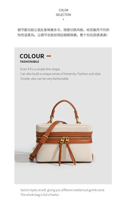 Fashion Box Women Handbags Designer Thick Canvas Shoulder Crossbody Bags Casual Spring And Summer Small Purses 2024 Bolso Mujer