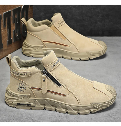 Men's High-Cut Casual Sports Shoes Anti-Slip Wear-Resistant Ankle Boots Outdoor Workwear Footwear for Comfortable Walking