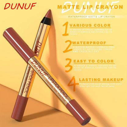 Rich Color Non-stick Lipstick Pencil Long-lasting Matte Lip Liner Crayon Red Tint Brown Lipliner Makeup Easy To Apply Cosmetics