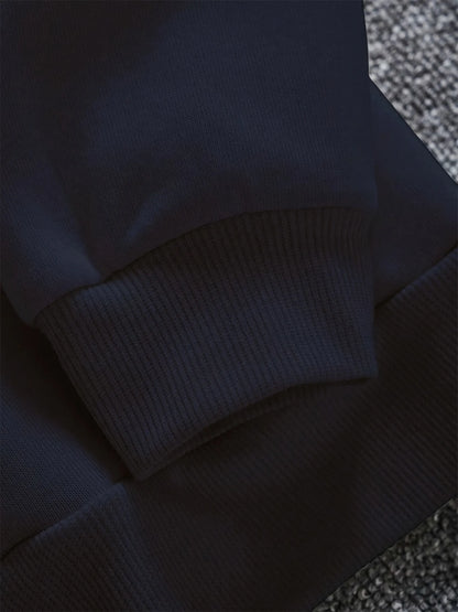Men's autumn and winter casual loose fashion classic simple airplane pattern printed long sleeved round neck sweatshirt