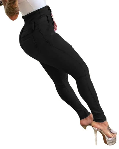 Women Jeans Distressed Denim Pencil Pants Washing Slim Fit Pockets Streetwear Holes Summer Flat Button Fly Slight Strech 2025