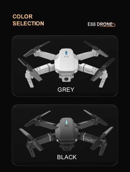 E88 ProIntelligent Folding Drone Supports single/Dual Camera Switching 4KPicture Quality+Wide-angle Shooting WiFiDirect Real-Tim