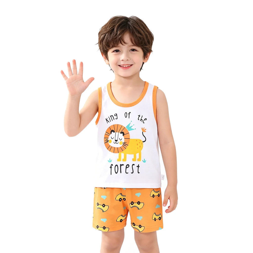 Fashion Kids Clothes Boys Girls Sets Top Shorts 2PCS 100% Cotton Soft Summer Children Baby Cloths T-shirt Shorts Toddler Suit