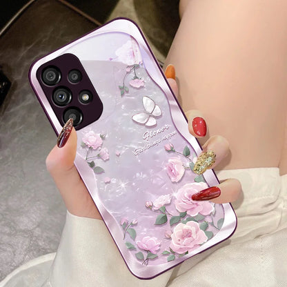 Butterfly shell pollen for Samsung Galaxy S10 4G S20 11E 30 S21 21Fe 22 S24 Pro S23 Ultra 5G S8 S9 Tempered glass phone case