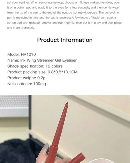 12 Colors Eyeliner Pencil Smooth Wine Red Soft High Pigment Eye Liner Pen Waterproof Matte Aegyosal Lying Silkworm Eyes Makeup