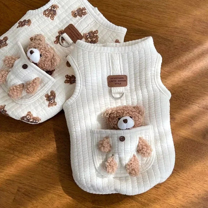 Autumn Winter Cat Fashion Designer Vest Pet Cute Cartoon Soft Shirt Small Dog Harness Chihuahua Poodle Yorkshire Puppy Clothes