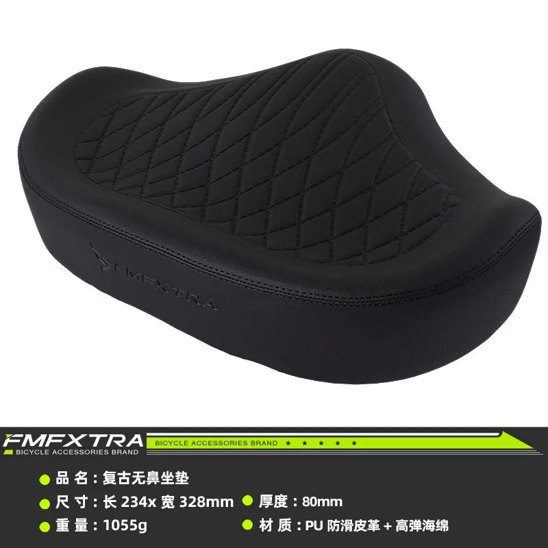 Noseless Bike Seat Cushion for Men Women Extra Padding Comfort Wide Bicycle Seat Oversized Comfortable Saddle for Peloton Bikes