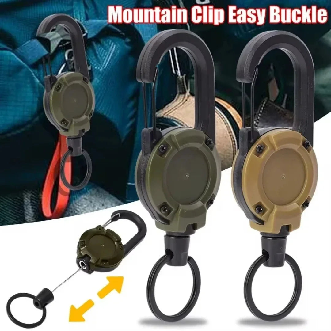 Anti Lost Sporty Retractable Elastic Keychain Automatic Retractable Wire Rope Antitheft Easy-to-pull Buckle Rope Key Ring