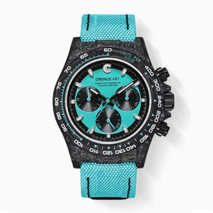 CRONUSART Men Chronograph Watch Pilot 40mm Automatic Mechanical Wristwatch Carbon Fiber Case Luminous Sapphire Mirror