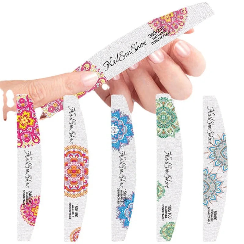 3/5pcs Lot New Nail File Flower Printed Nail Buffer Colorful Lime A Ongle 80/100/150/180/240 Professional Manicure Tools Uñas