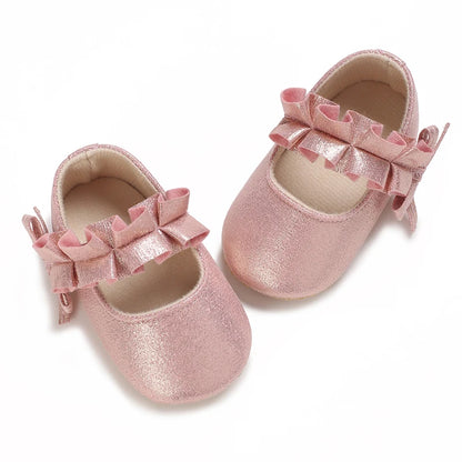 Cute Girl 0-18M Baby Shoes Pink Theme Bow Princess Shoes Spring and Autumn Soft Sole Lightweight Garden Shoes Casual Shoes