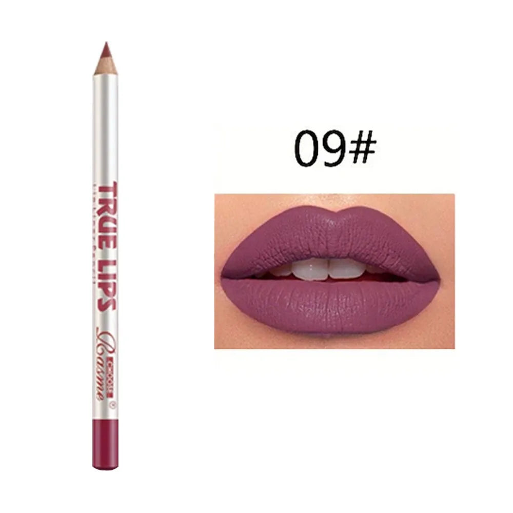 12 Colors Waterproof Matte Lipliner Pencil Red Contour Tint Lipstick Long Lasting Non-stick Cup Moisturising Lips Makeup