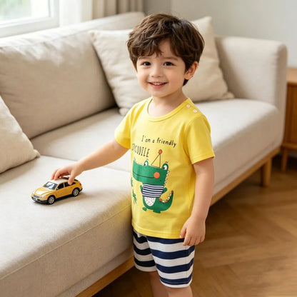 Kids Clothes Set Baby Boy/Girl T-Shirt + Shorts Summer Clothing Cotton Cartoon Casual Boys Tracksuit Children Baby Clothes Set