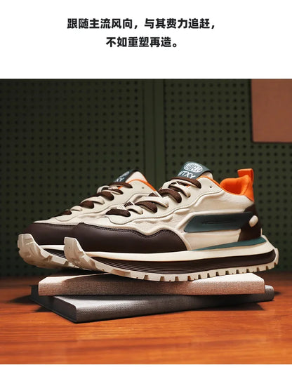 2025 New Spring Men's Breathable sneakers Casual Sports Shoes with Anti slip Soft Bottom White Shoes Men's Trendy Daday Shoes
