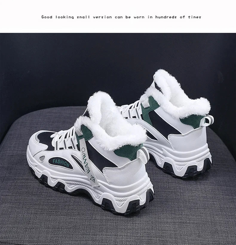 Women's Casual Sneakers Non Slip Comfortable Sports Shoes Women Winter Outdoor Vulcanized Shoes Woman Fleece Walking Trainers
