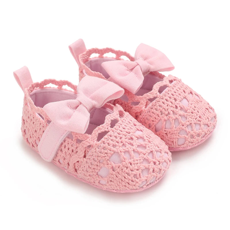 Cute Girl 0-18M Baby Shoes Pink Theme Bow Princess Shoes Spring and Autumn Soft Sole Lightweight Garden Shoes Casual Shoes