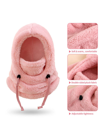 4-14Y Kids' Warm Ear-Protecting Neck Warmer Hat, Thickened Winter Ski Cycling Face Mask Windproof Beanie