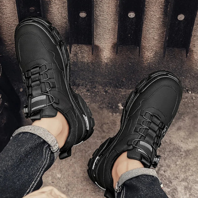 Sneakers Man Spring Trend Hot Sale Comfort Soft Soled Casual Shoes for Fashion Rotating Button Male Work Boots Zapatillas Hombre