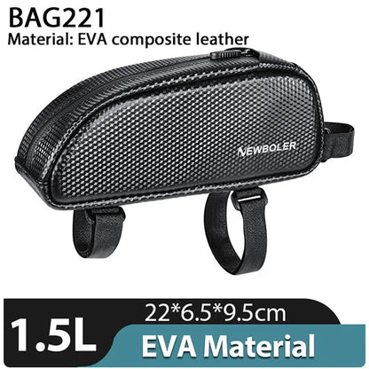 NEWBOLER Bike Bag 1.5L Portable Frame Front Tube Cycling Bag MTB Road Bicycle Pannier Bag Large Capacity EVA Cycling Bag