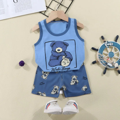 Fashion Kids Clothes Boys Girls Sets Top Shorts 2PCS 100% Cotton Soft Summer Children Baby Cloths T-shirt Shorts Toddler Suit