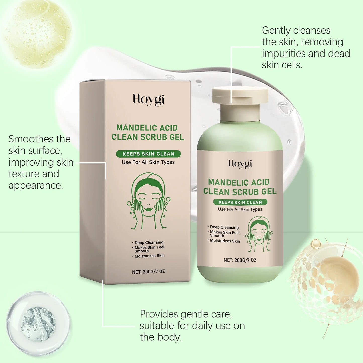 HOYGI Aloe Vera Exfoliating Gel Dead Skin Removal Deep Cleansing Pores Smooth Moisturizing Reduce Dryness Oil Control Skin Scrub
