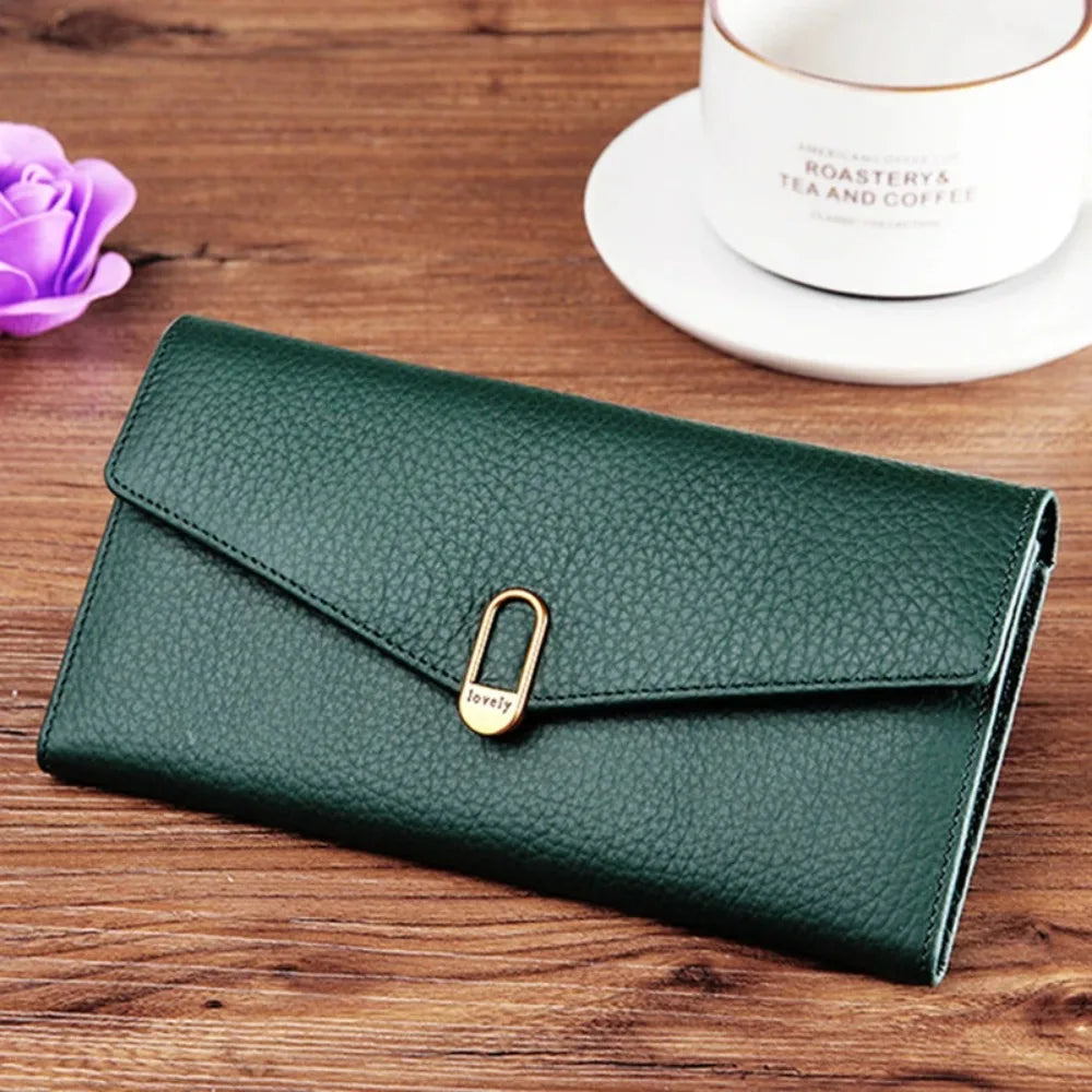 Genuine Leather Women's Wallets	Long Handbags Luxury Designer Purses for Women Credit	Card Holder Wallet Carteras Para Mujer