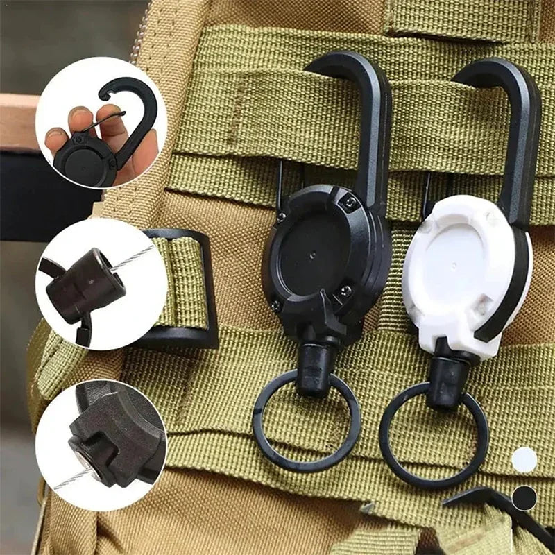 Outdoor Heavy-Duty Retractable Keychain Retractable Card Holders Extendable Key Chain Steel Wire Rope Extendable Key Lanyard