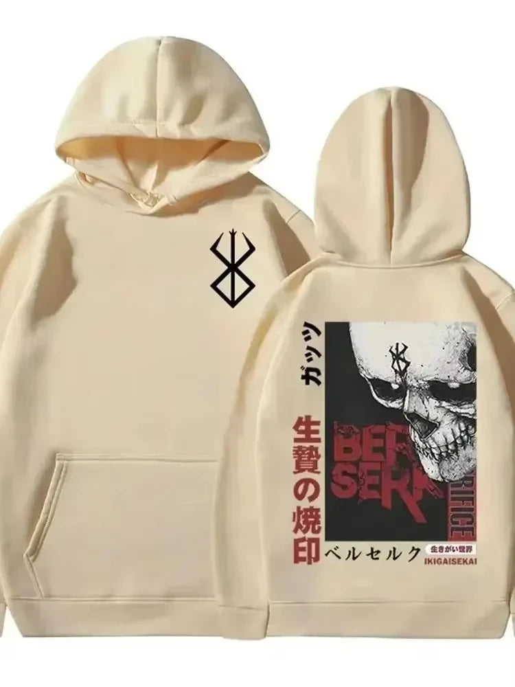 Men's casual hooded sweatshirt anime Berserk legend GutsSwordsmanCascaZodd sacrifice mark print autumn and winter adult pullover