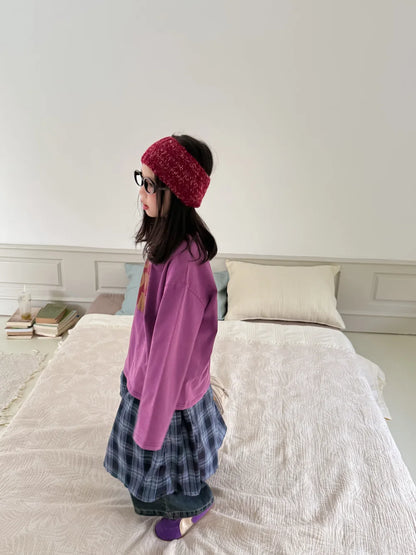 Children's Hoodie 2025 Autumn Girls' Korean Version Long Sleeved Letter Inner with Children's Round Neck Casual Loose Top