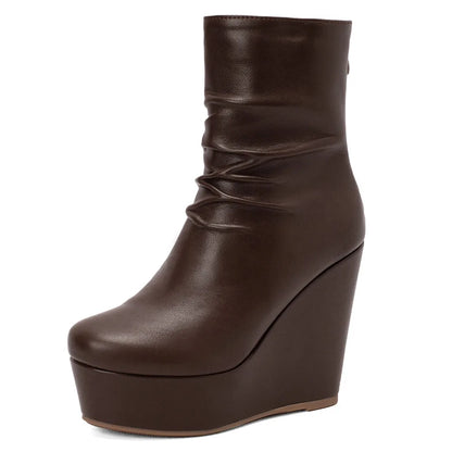 Big Size 35-43 Brand New Ladies Platform Ankle Boots Fashion Zip Wedges High Heels Boots Women 2022 Party Office Shoes Woman