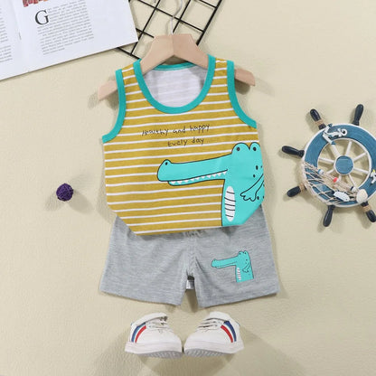 Fashion Kids Clothes Boys Girls Sets Top Shorts 2PCS 100% Cotton Soft Summer Children Baby Cloths T-shirt Shorts Toddler Suit