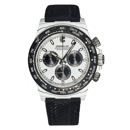 CRONUSART Men Chronograph Watch Pilot 40mm Automatic Mechanical Wristwatch Carbon Fiber Case Luminous Sapphire Mirror