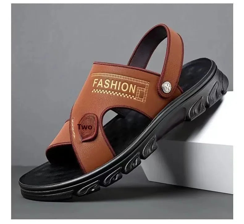 Men's Summer Thickened Anti-slip Wear-resistant Breathable Beach Sandals Driving Beachside Slip-On PVC Material Adult Footwear