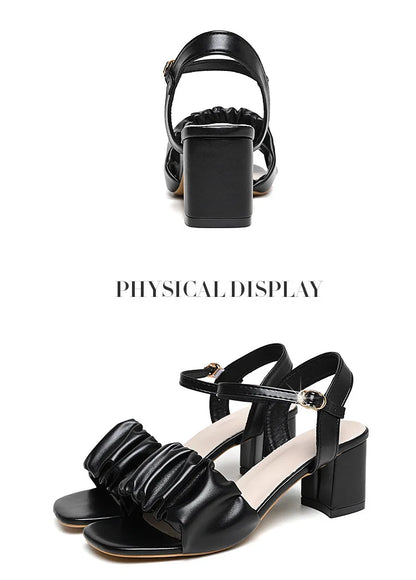 Size 35-42 New Fashion White High Heel Shoe Buckle Sandalias Grace Dress Female Designer Party Shoes 2024 Summer Women's Sandals