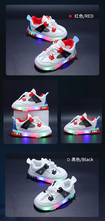 New Kid Shoes Fashion Versatile Comfort Boys Sneakers Breathable Non Slip Simple Casual Shoe LED Lightweight Classic Girls Shoe