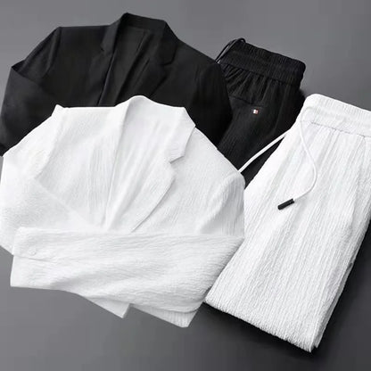 2024 Summer and Autumn New Fashion Suit Men's Long sleeved High end Quality Casual Set Korean Edition Casual Two Piece Set