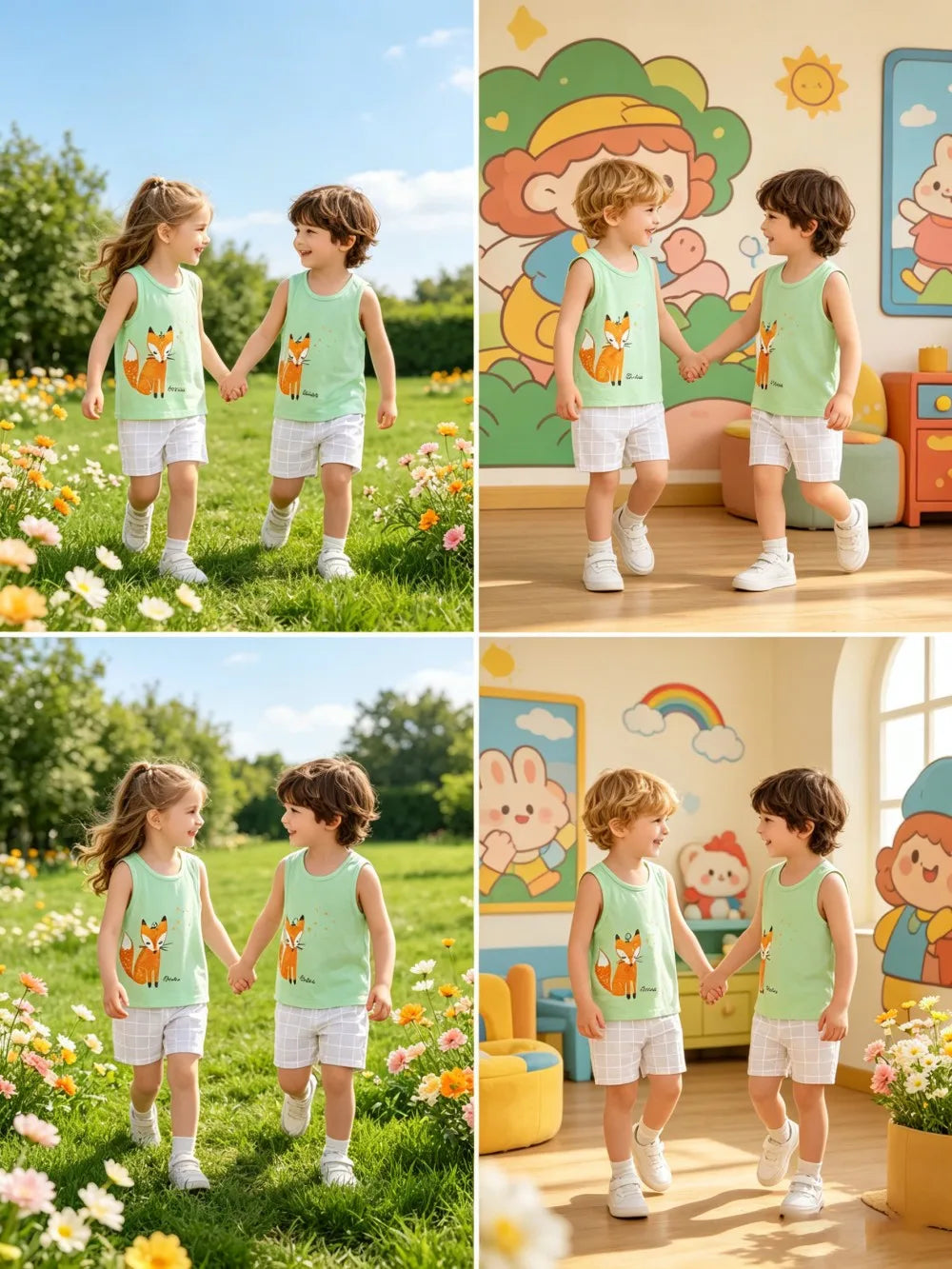 Summer Boys Clothing Sets Children's Sleeveless Cotton Clothes Kids Vest+Shorts 2pcs Boys Outfits Sportwear Cartoon Baby Sets