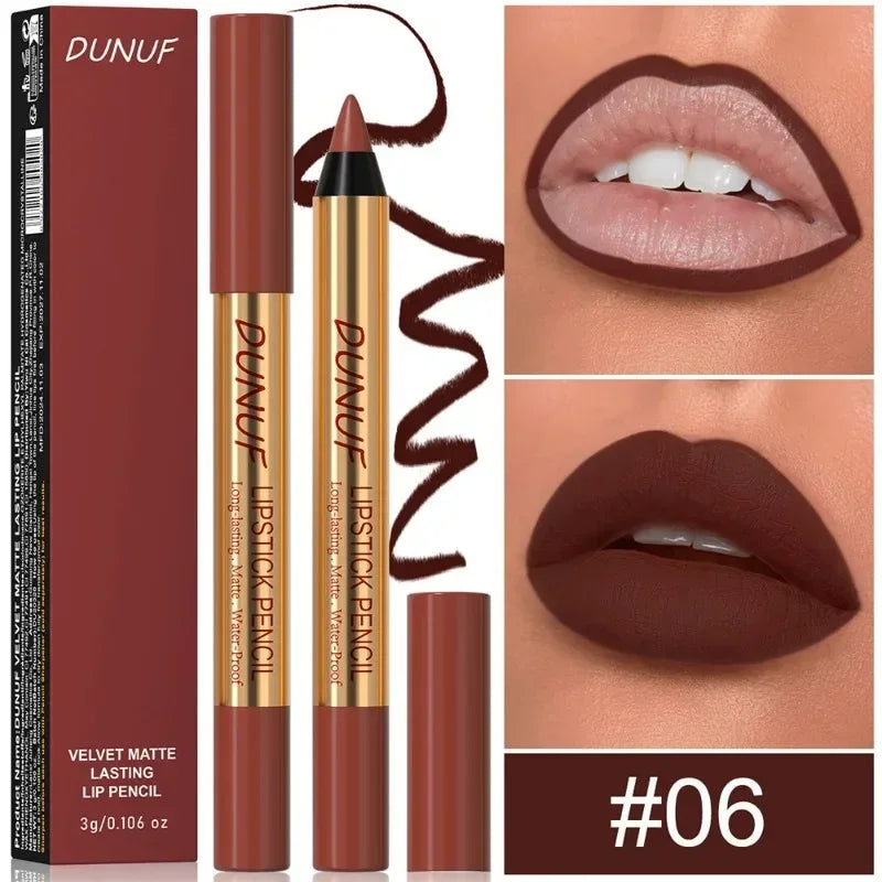 Rich Color Non-stick Lipstick Pencil Long-lasting Matte Lip Liner Crayon Red Tint Brown Lipliner Makeup Easy To Apply Cosmetics