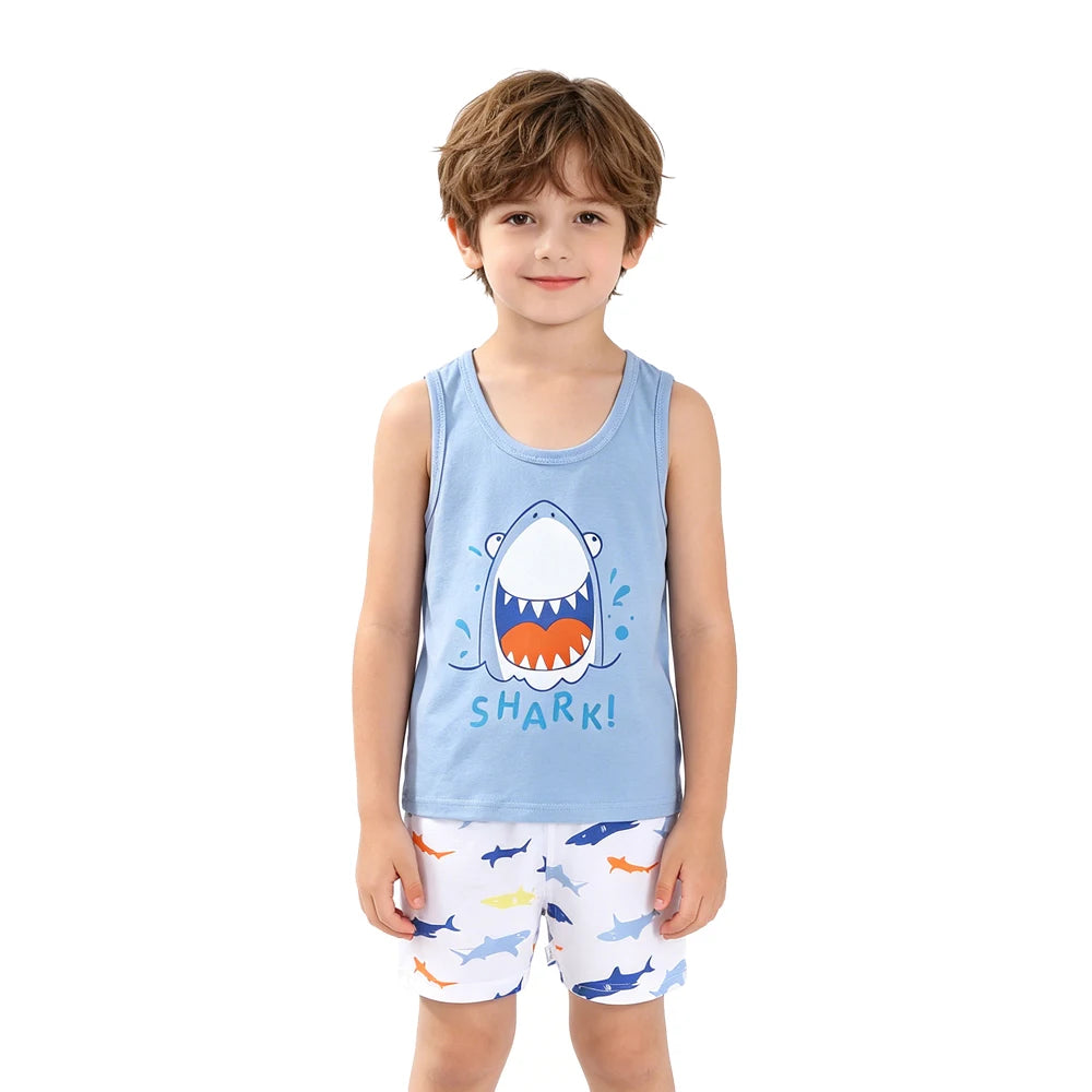 Fashion Kids Clothes Boys Girls Sets Top Shorts 2PCS 100% Cotton Soft Summer Children Baby Cloths T-shirt Shorts Toddler Suit