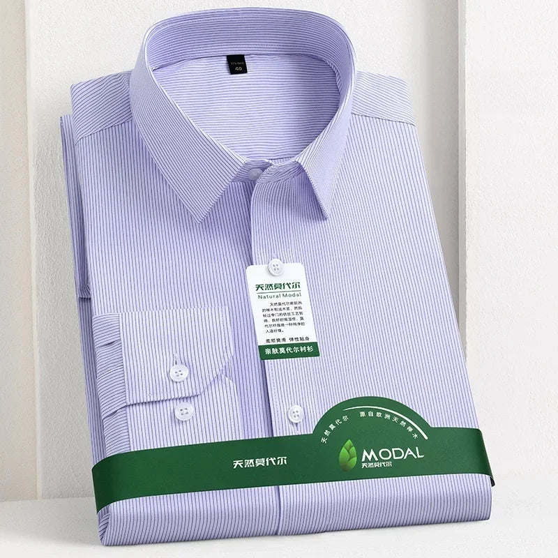 New Quality Anti-Wrinkle Men Shirt Long Sleeves Dress Shirts For Men Slim Fit Camisa Social Business Office White Shirt 5XL
