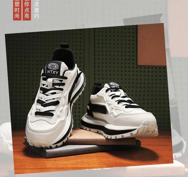 2025 New Spring Men's Breathable sneakers Casual Sports Shoes with Anti slip Soft Bottom White Shoes Men's Trendy Daday Shoes