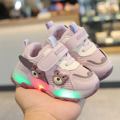 Kid Sports Shoes 2025spring New0-3y Soft Sole Baby Shoe Kid Walking Shoe Breathable Boy Shoes Anti Slip  Illuminated Gril Shoes