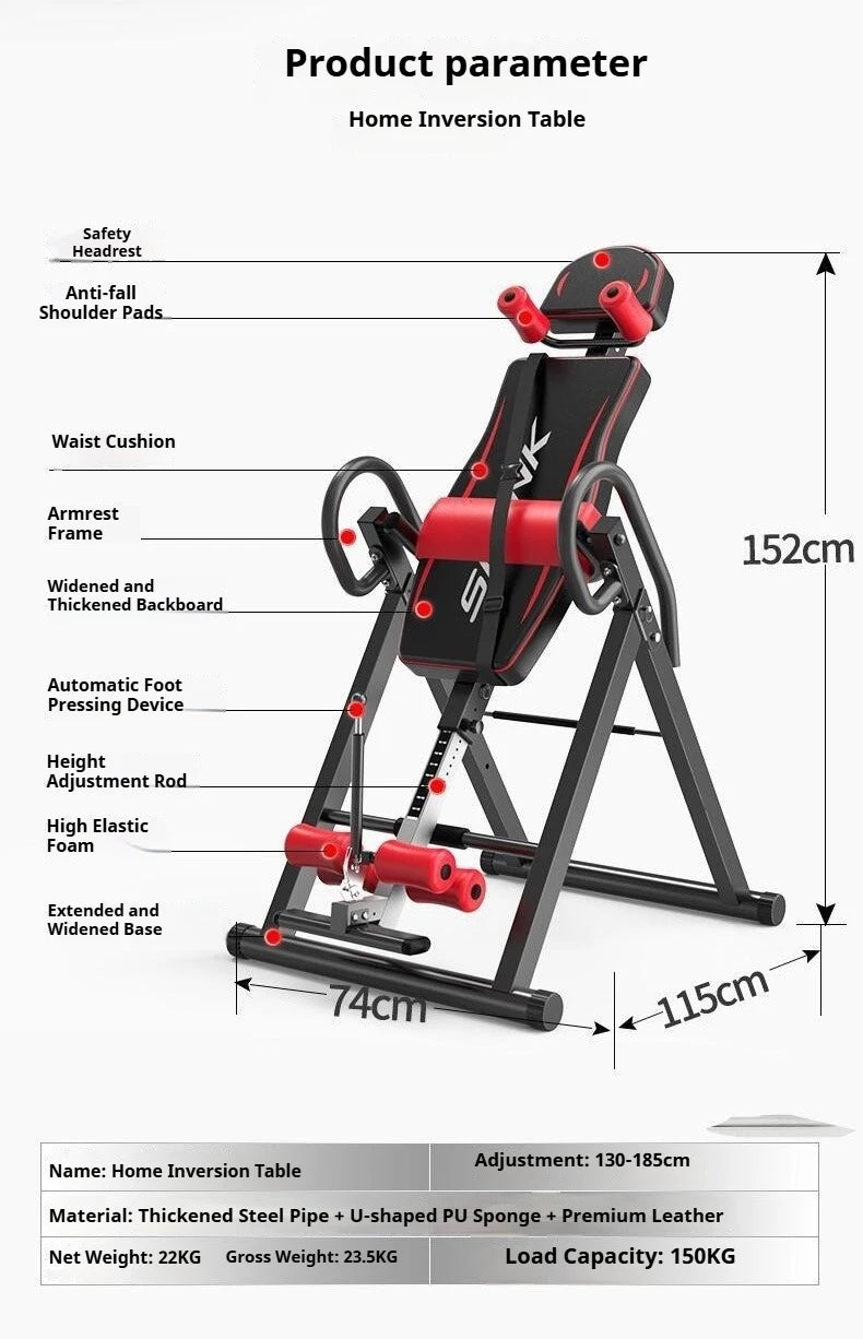 Gym Equipment Exercise Gravity Therapy Inversion Table For Body Relax