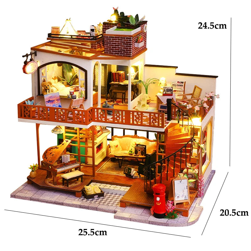 Wooden Miniature Doll House Kit 3D Puzzle Assembly Building Model Toy Home Bedroom Decoration With Furniture Adult New Year Gift