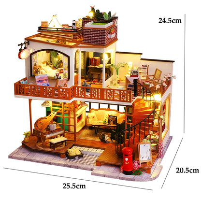 Wooden Miniature Doll House Kit 3D Puzzle Assembly Building Model Toy Home Bedroom Decoration With Furniture Adult New Year Gift
