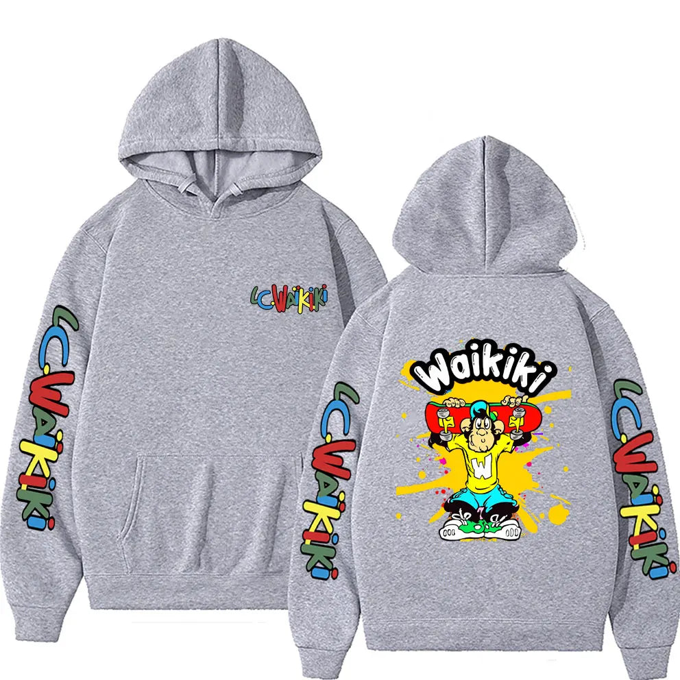 Funny Lc Waikiki Monkey Graphic Hoodie Men Women Casual Oversized Hooded Sweatshirt Men's Fashion Cartoon Pullover Hoodies Tops