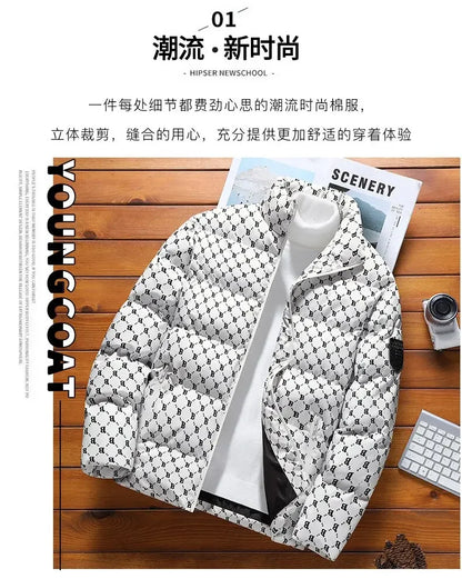 Autumn/Winter Fashion Trend Printed Large Size Coat Men's Casual Relaxed Comfortable High Quality Cotton-Padded Jacket