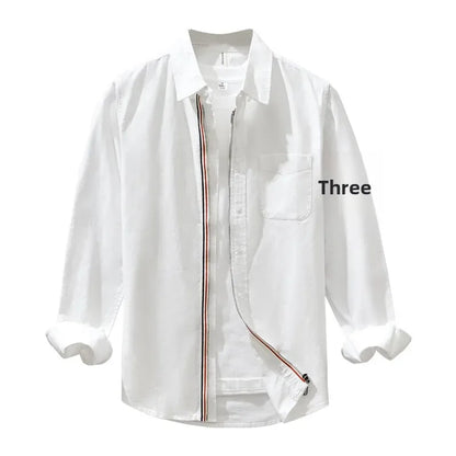 Fashionable Retro Striped Men's Long Sleeve Shirt Casual Handsome Outerwear Korean Style Spring Autumn Wear from Mainland China