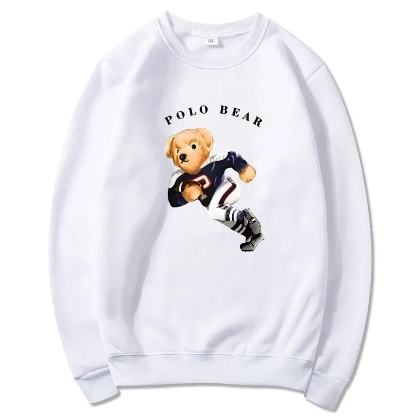 Men's casual and comfortable pullover, fashionable and versatile hooded sweatshirt with teddy bear pattern, sports shirt