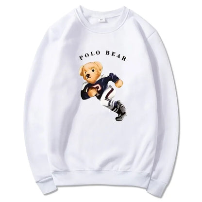 Men's casual and comfortable pullover, fashionable and versatile hooded sweatshirt with teddy bear pattern, sports shirt